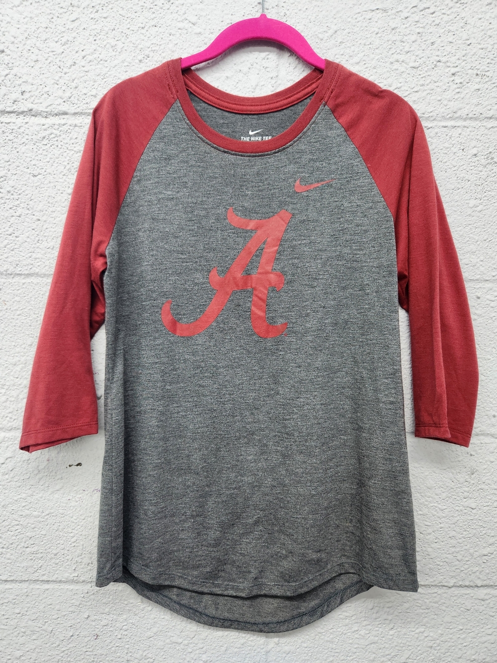 Nike Womens Gray & Red Raglan Long Sleeve Alabama Tee